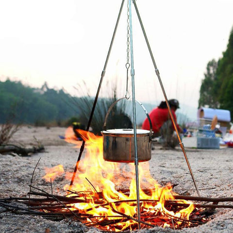 Camping Cooking Tripod Outdoor Survival Home Picnic Telescopic Portable Easy Storage Set Up Hiking Tripod Camp Cooking Supplies