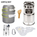 Outdoor Camping Cookware Set Marching Utensils Tableware Cooking Stove Kit Travel Pan Hiking Picnic Camping Tools for 1-2 Person