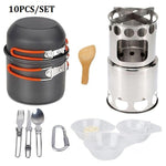 Outdoor Camping Cookware Set Marching Utensils Tableware Cooking Stove Kit Travel Pan Hiking Picnic Camping Tools for 1-2 Person