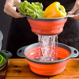 Folding Strainer Bowl Outdoor Camping Tableware Sets Silicone Folding Colander Strainer Draining Bowl Portable Camping Cookware