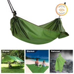 Hikers Love 4 in 1 Multifunction Camping Hammock/Rain Fly Tent Tarp Shelters/Camping Blanket/Raincoat-Lightweight for Outdoorsy