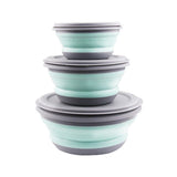 3pcs Folding Bowl Outdoor Camping Tableware Sets Lunch Box Portable Salad Bowl With Lid For Nature Hike Cooking Supplies